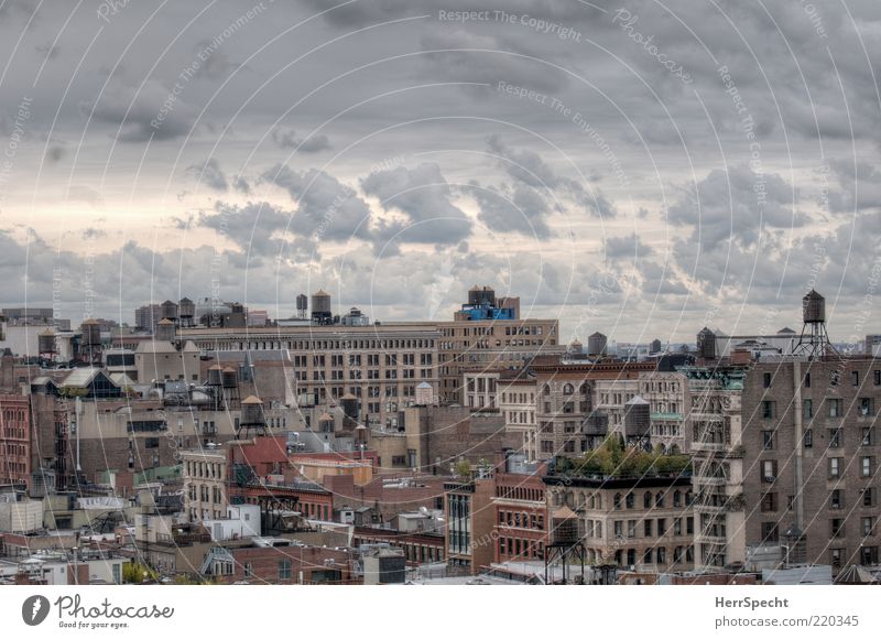 Soho view Clouds New York City Manhattan Skyline Town Brown Gray HDR Clouds in the sky Cloud formation Roof Cistern Overview Moody Colour photo Exterior shot