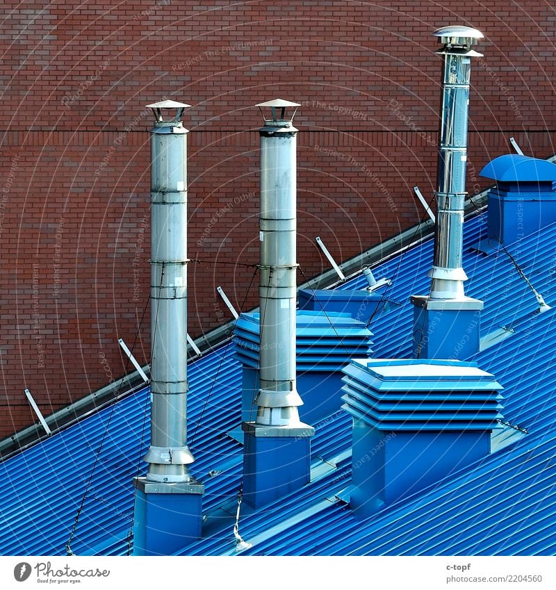 rooftop Art Architecture Town Capital city Downtown Industrial plant Roof Eaves Chimney Innovative Inspiration Colour photo Exterior shot Detail Experimental