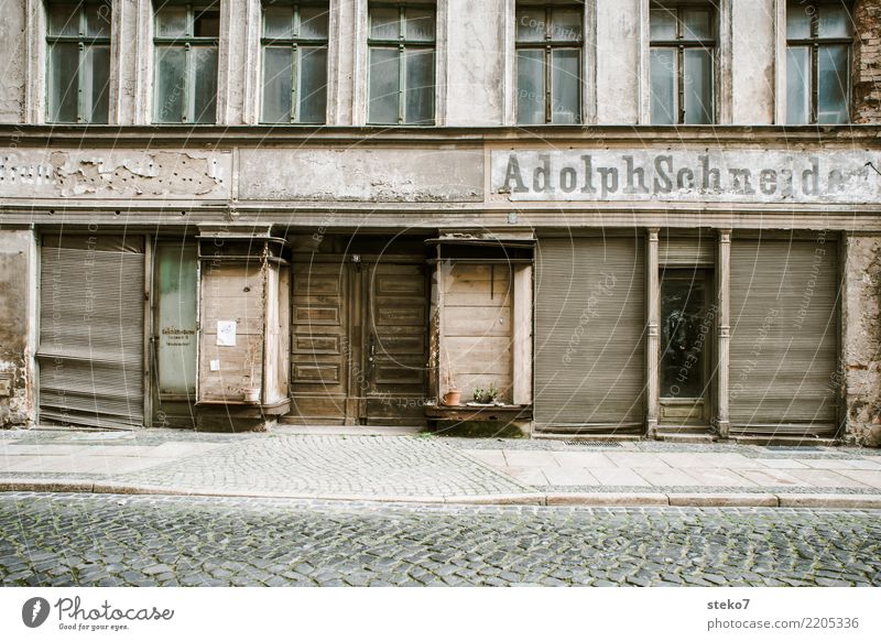 withered landscape goerlitz Old town Ruin Facade Window Door Poverty Apocalyptic sentiment Shopping Competition Fiasco Decline Past Transience Change Insolvency