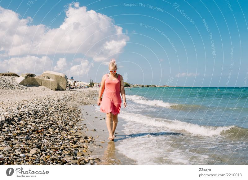 beach walk Vacation & Travel Freedom Summer vacation Beach Ocean Island Young woman Youth (Young adults) 18 - 30 years Adults Nature Landscape Sun