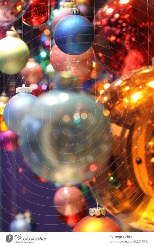 Ball coloured V Decoration Glass Sphere Illuminate Happiness Christmas & Advent Christmas decoration Christmas Fair Glitter Ball Multicoloured Round Glass ball