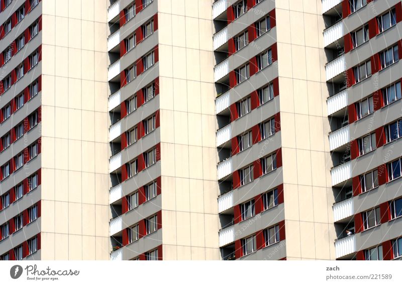 live better Germany Town House (Residential Structure) High-rise Architecture Prefab construction Facade Window Sharp-edged Large Red White Loneliness