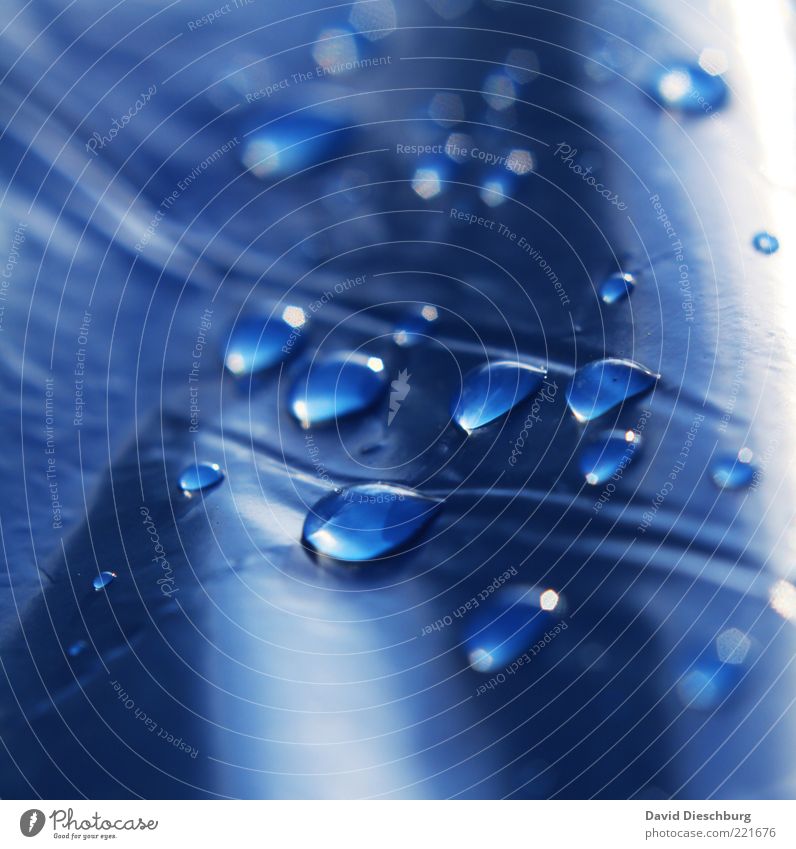 Blue pearls II Nature Water Drops of water Glittering Damp Wet Structures and shapes Covers (Construction) Plastic Fresh Undulating Weather protection