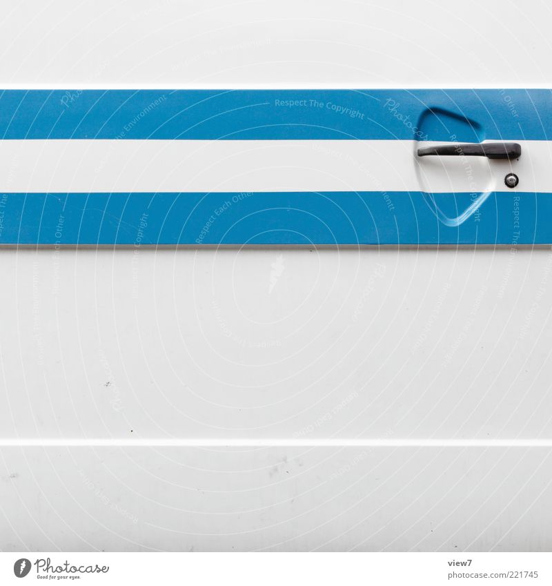 sliding door Vehicle Mobile home Bus Metal Sign Line Stripe Old Esthetic Authentic Thin Simple Friendliness Fresh Modern New Retro Cliche Blue Design Elegant