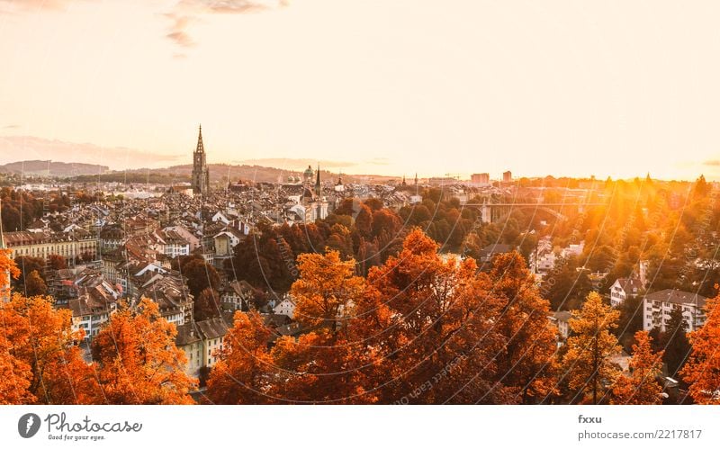 Bern old town in autumn Autumn Canton Bern Berne Switzerland Rose garden Building Downtown Town National budget Swiss parliament Münster Capital city Old town