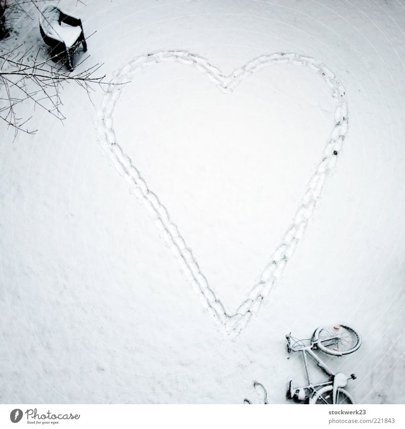 cardiovascular-running disorder Winter Snow Garden Bicycle Plastic chair Footprint Heart Going Love Large Crazy Passion Desire Endurance Longing Expectation