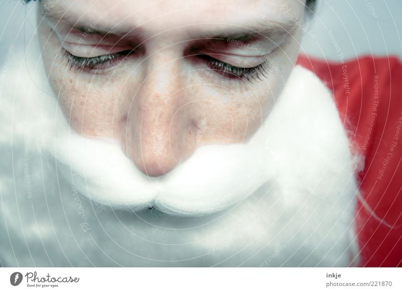 sad santa Feasts & Celebrations Santa Claus Adults Face Culture Facial hair Beard Emotions Moody Secrecy Caution Calm Sadness Fatigue Loneliness Exhaustion