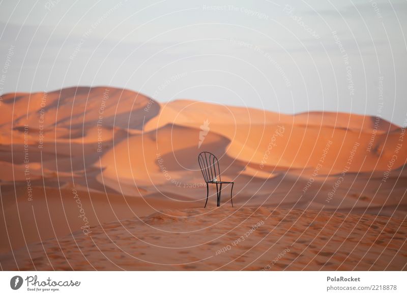 #A# place to rest Environment Nature Landscape Esthetic Chair Calm Remote Desert Dune Idyll Surrealism Colour photo Subdued colour Exterior shot Detail Deserted