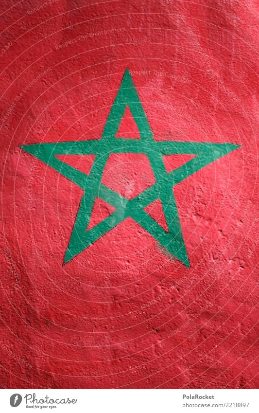 #A# Morocco Sign Esthetic Flag Africa Ensign Red Green Colour photo Multicoloured Exterior shot Detail Deserted Copy Space left Copy Space right Copy Space top