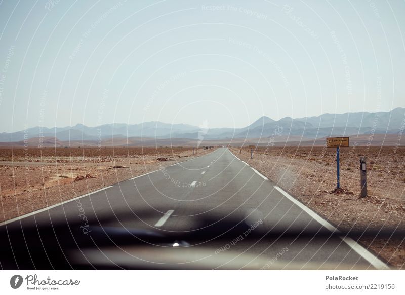 #A# straight ahead Art Esthetic Street Pavement Highway Desert Desert road Desert plant Morocco Fallow land Colour photo Subdued colour Exterior shot
