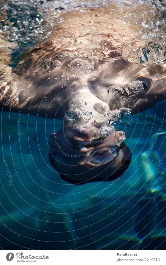 #A# exhale Art Work of art Esthetic Breathe Swimming & Bathing Swimming goggles Man Portrait photograph Aquatics Colour photo Multicoloured Exterior shot