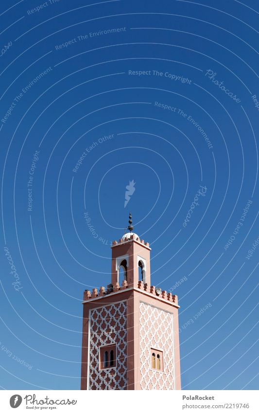 #A# Turret House (Residential Structure) Esthetic Tower Spire Morocco Marrakesh Arabia Near and Middle East Blue sky Colour photo Multicoloured Exterior shot