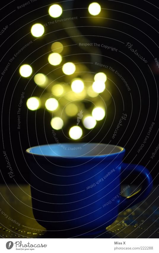 hot Beverage Hot drink Cup Mug Bright Point Magic Colour photo Multicoloured Experimental Deserted Artificial light Light Shadow Light (Natural Phenomenon) Blue