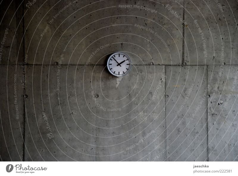 Photographed at 13:53 p.m. Concrete Gray Modest Boredom Apocalyptic sentiment Break Precision Surrealism Symmetry Transience Time Clock Concrete wall Middle