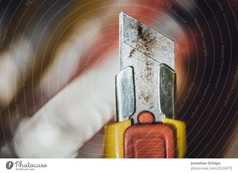 Blade of the cutter knife I Tool Point Responsibility Dangerous Cutter Knife break Harm Risk of injury Sharp thing Colour photo Close-up Detail