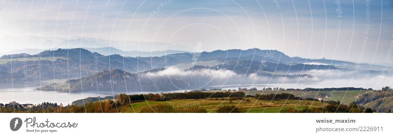 Beautiful autumn foggy morning panorama. Tatra mountains Vacation & Travel Tourism Trip Adventure Far-off places Freedom Summer Snow Mountain Nature Landscape