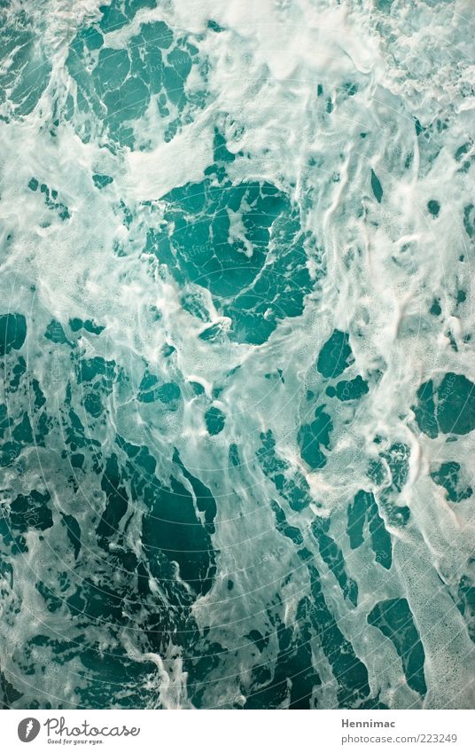 Foam brawl. Whirlpool Nature Water Gale Waves Ocean Fluid Fresh Cold Wet Blue Green White Colour photo Subdued colour Multicoloured Exterior shot Close-up