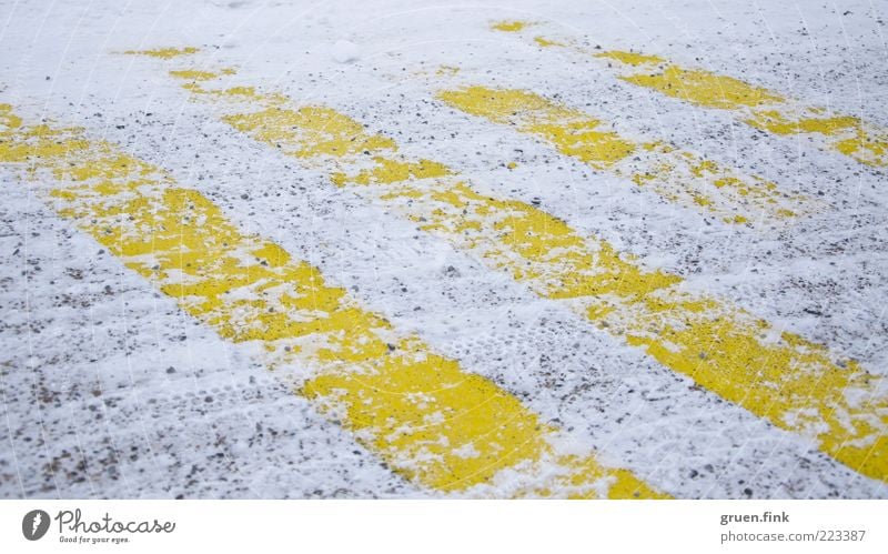 striped snow Winter Snow Street Aviation Airport Airfield Runway Yellow White Stripe Parallel Colour photo Exterior shot Close-up Deserted Day Worm's-eye view