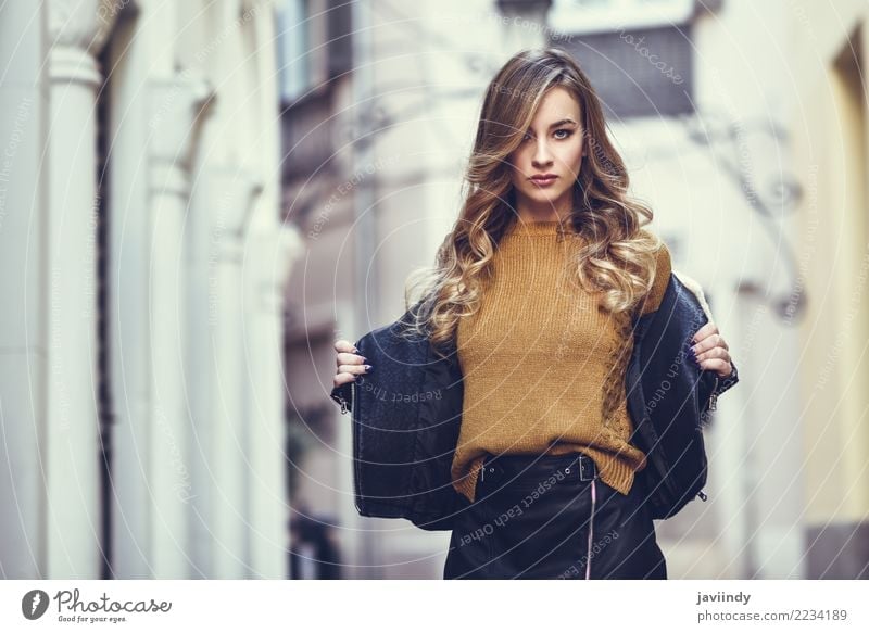 Blonde woman in urban background. Lifestyle Style Beautiful Hair and hairstyles Face Winter Human being Feminine Young woman Youth (Young adults) Woman Adults 1
