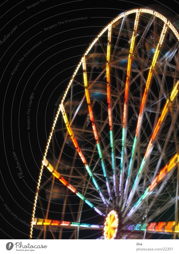 ferris wheel at night Fairs & Carnivals Night Ferris wheel Long exposure Multicoloured Rotate Leisure and hobbies Colour fair