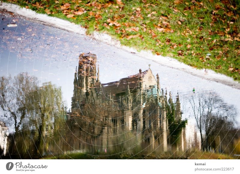 Feuerseekirche Sky Autumn Plant Tree Leaf Meadow Lakeside Pond Church Park Manmade structures Building Architecture Facade Tower Tourist Attraction Wet