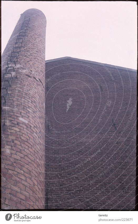 18th century Aachen Wall (barrier) Wall (building) Old Historic Industrial Cloth factory Chimney Tall Brick Brick wall Pink Geometry Round Sharp-edged Simple