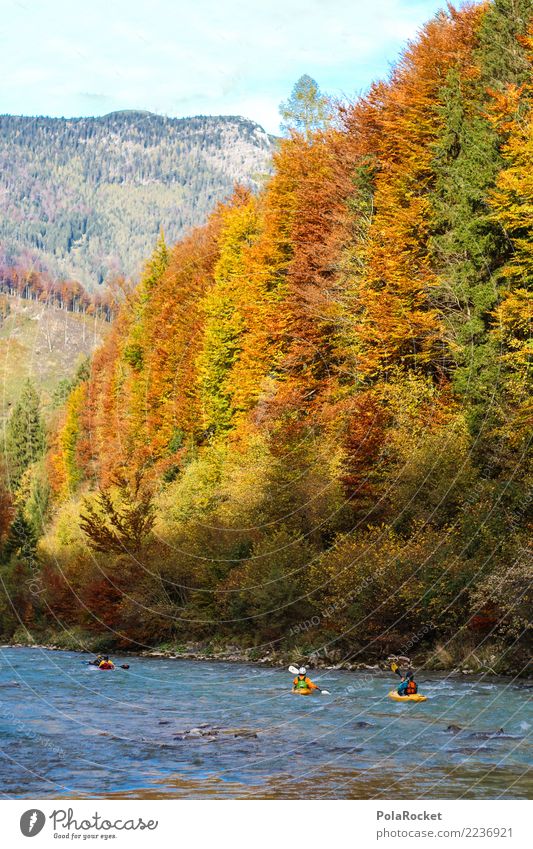 #S# Kayak Hike V Aquatics Swimming & Bathing Alps Hiking Nature Whitewater Water Forest Autumn Yellow Orange Sports Extreme sports Classifying Group Paddling
