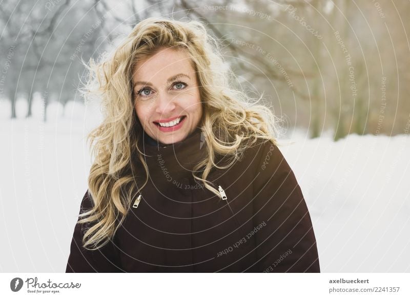 blonde woman in winter landscape Lifestyle Joy Contentment Relaxation Leisure and hobbies Winter Snow Winter vacation Hiking Human being Feminine Young woman
