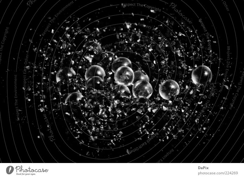 glass beads Glass Glittering Round Black Purity Bizarre Black & white photo Detail Deserted Reflection Dark Many Sphere Spherical Glass bead Close-up