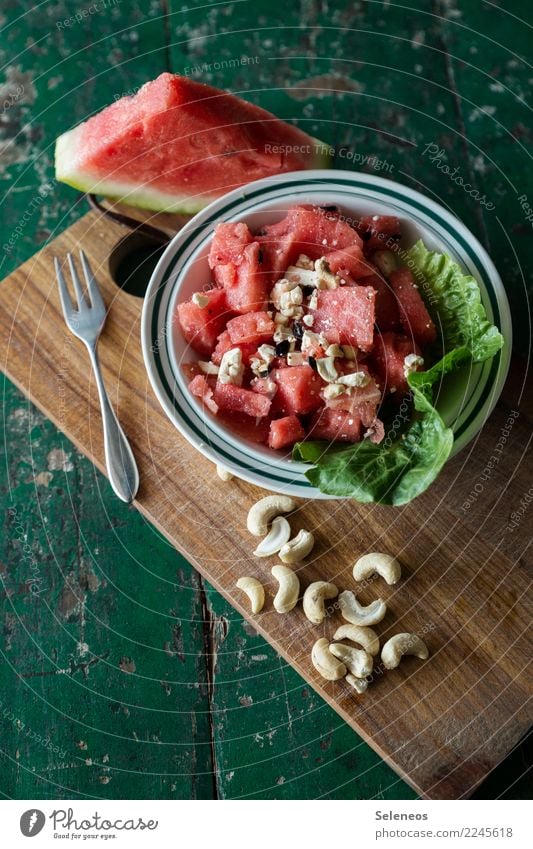 summer snack Food Lettuce Salad Fruit Water melon Almond Salad leaf Nutrition Organic produce Vegetarian diet Diet Fasting Bowl Healthy Health care