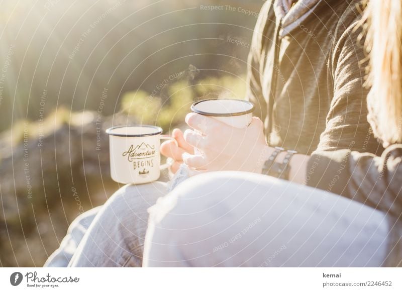 Outside drinking tea Beverage Tea Mug Lifestyle Well-being Contentment Senses Relaxation Calm Leisure and hobbies Vacation & Travel Trip Adventure Freedom