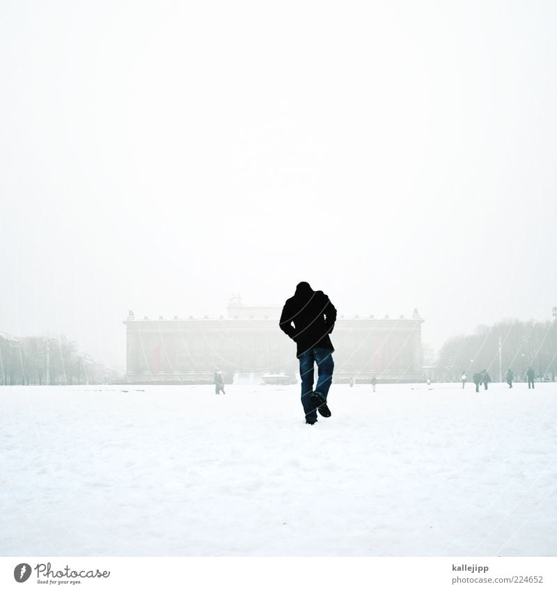 Everything at the beginning Human being Masculine Man Adults 1 Winter Fog Ice Frost Snow Park Town Castle Building Tourist Attraction Going Museum island Berlin