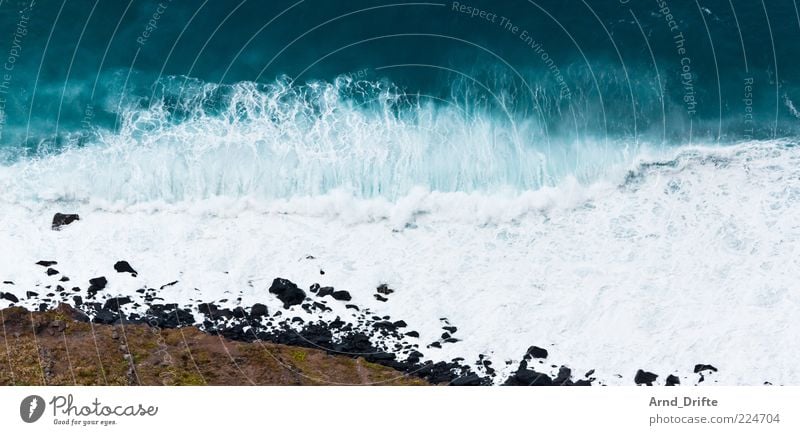 shaft Beach Ocean Waves Storm Gale Coast Large Background picture Surf White crest Colour photo Exterior shot Deserted Copy Space top Day Bird's-eye view Swell
