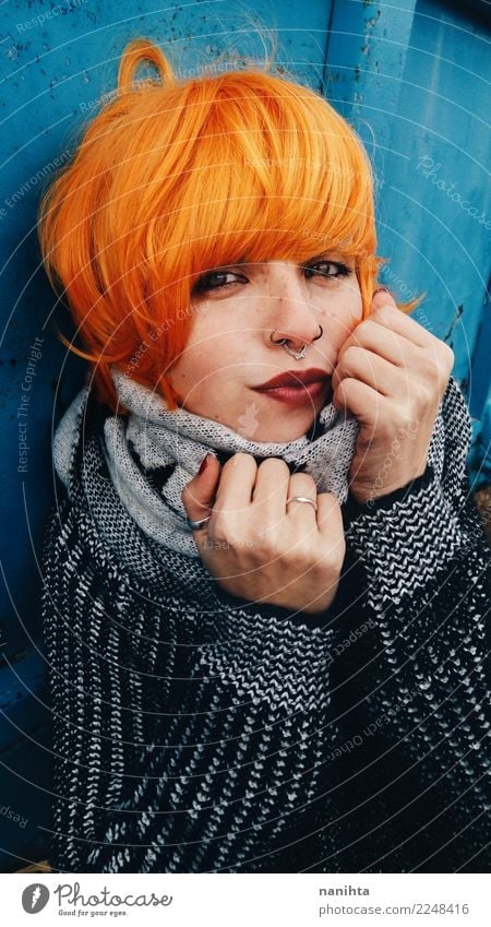 Young redhead woman wearing winter clothes Style Beautiful Freckles Human being Feminine Young woman Youth (Young adults) 1 18 - 30 years Adults Youth culture