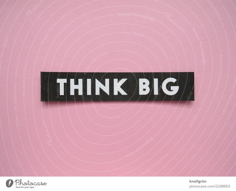 Think big Characters Signs and labeling Communicate Sharp-edged Pink Black White Emotions Moody Joie de vivre (Vitality) Enthusiasm Self-confident Optimism