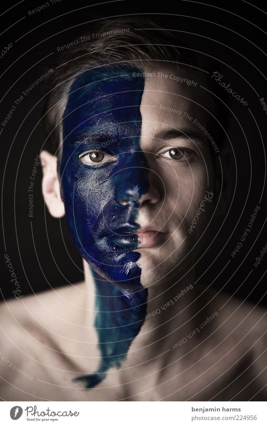day and night Human being Masculine Young man Youth (Young adults) Face 1 18 - 30 years Adults Looking Beautiful Uniqueness Blue Power Colour photo