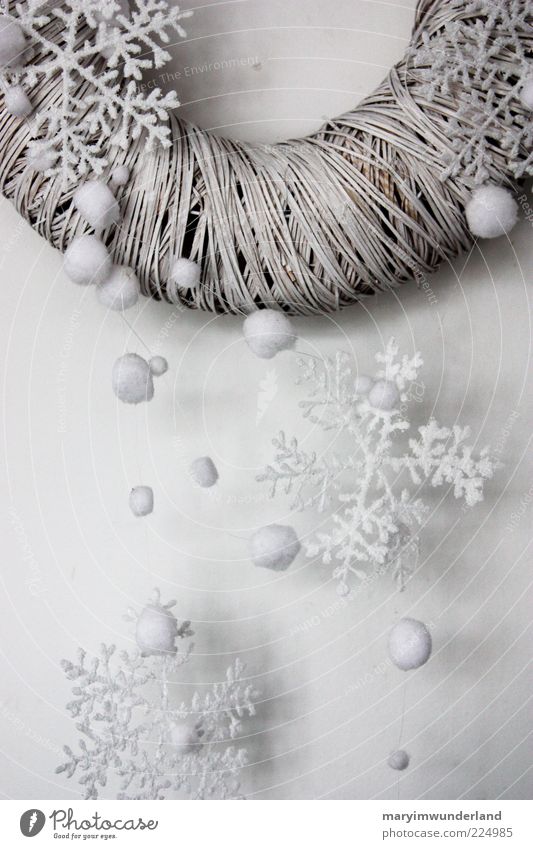 white skirt Absorbent cotton Decoration Sphere Bright Modern White Wreath Winter Christmas & Advent Snowfall Snowflake Ice crystal Shadow Unicoloured Snapshot