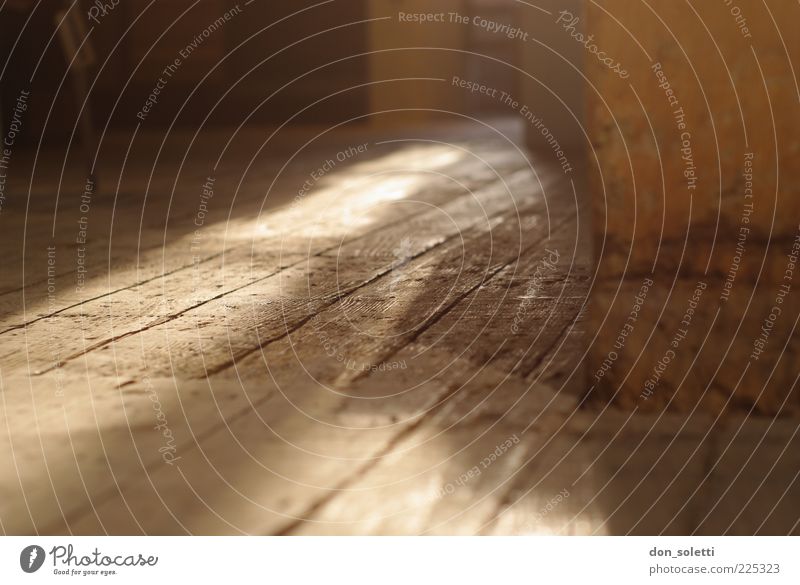 down-to-earth Attic Ground Wood Old Brown Colour photo Interior shot Close-up Pattern Structures and shapes Deserted Day Light Shadow Sunbeam Worm's-eye view