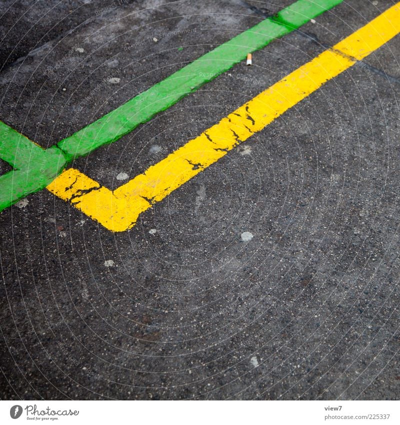 Naschmarkt Traffic infrastructure Lanes & trails Concrete Sign Line Stripe Old Thin Simple Yellow Green Design Border Marker line Tar Asphalt Colour photo