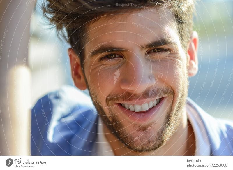 Young man smiling in urban background Hair and hairstyles Face Summer Human being Masculine Youth (Young adults) Man Adults 1 18 - 30 years Autumn Fashion