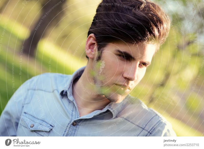 Young man with modern hairstyle in urban park Lifestyle Style Hair and hairstyles Face Summer Human being Masculine Youth (Young adults) Man Adults 1