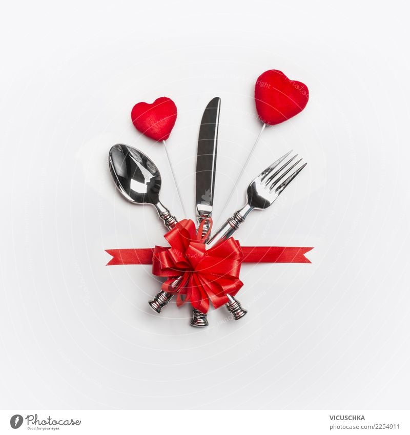 Festive table setting for Valentine's Day Banquet Cutlery Style Design Decoration Table Party Event Restaurant Feasts & Celebrations Wedding Sign Love Heart