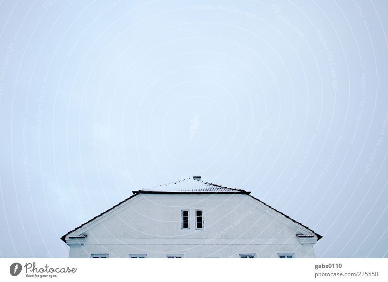 "Roisnedt" House (Residential Structure) Detached house Sky Roof Tiled roof Chimney Window Rendered facade Blue Black White Symmetry Colour photo Deserted