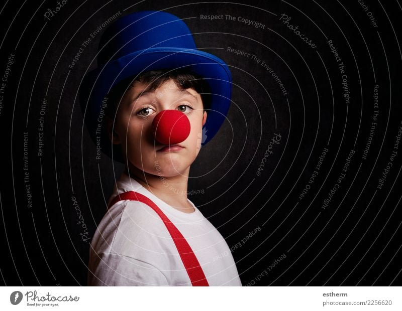funny boy with clown nose Lifestyle Joy Entertainment Party Event Feasts & Celebrations Carnival Fairs & Carnivals Birthday Human being Masculine Child Toddler