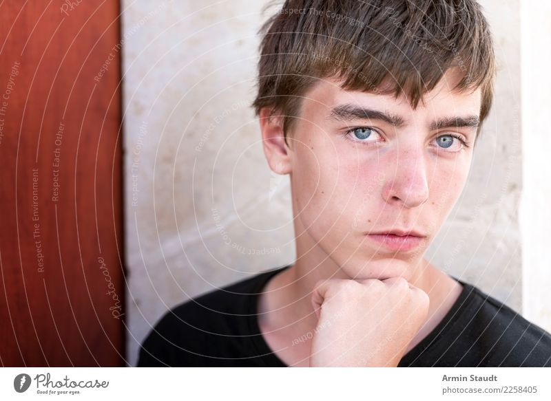 Portrait of a thoughtful young man Lifestyle Style pretty Harmonious Contentment Summer Human being Masculine Young man Youth (Young adults) Hand 1