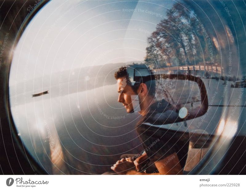 exterior mirrors Masculine Young man Youth (Young adults) 1 Human being 18 - 30 years Adults Double exposure Mirror Car Warmth Profile Analog Fisheye