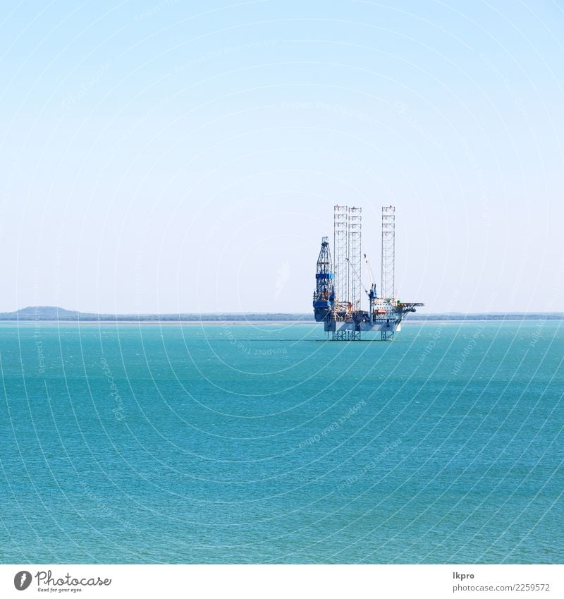 an off shore platform in the clear ocean Ocean Industry Business Machinery Technology Environment Sky Coast Watercraft Helicopter Steel Oil Energy