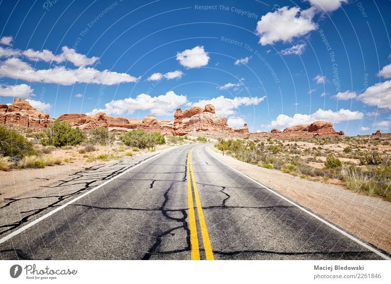 Scenic road, Arches National Park, Utah, USA. Beautiful Vacation & Travel Trip Adventure Freedom Expedition Summer Nature Landscape Sky Street Lanes & trails