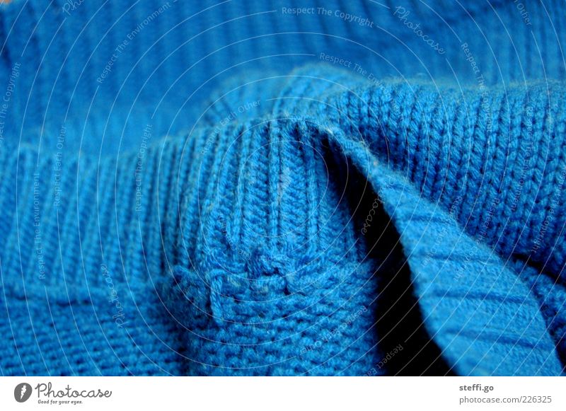 favorite sweater Clothing Sweater Fat Cuddly Soft Blue Cotton Cozy Knitted Knitting pattern Textiles Wool Copy Space top Copy Space left Structures and shapes
