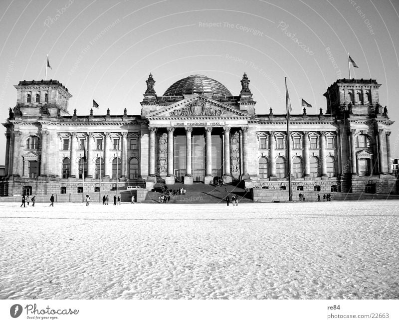 Berlin impression Domed roof Mirror Reflection Black White Frontal Exciting Glittering Winter Building Decade Politics and state Architecture Reichstag